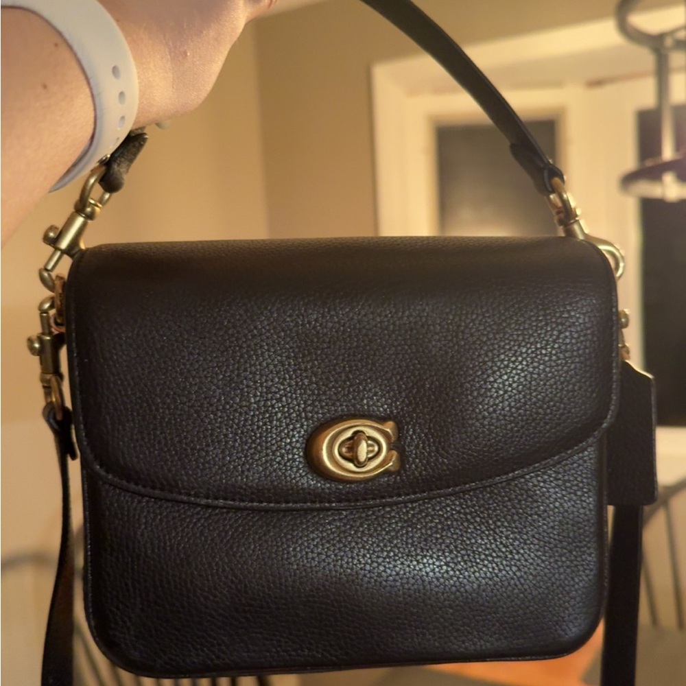 Coach Cassie Black Pebbled Leather Crossbody with Gold Hardware